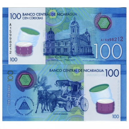 2014 (2015) * Banknote Polymer Nicaragua 100 Cordobas "Cathedral of Granada" (p213) UNC