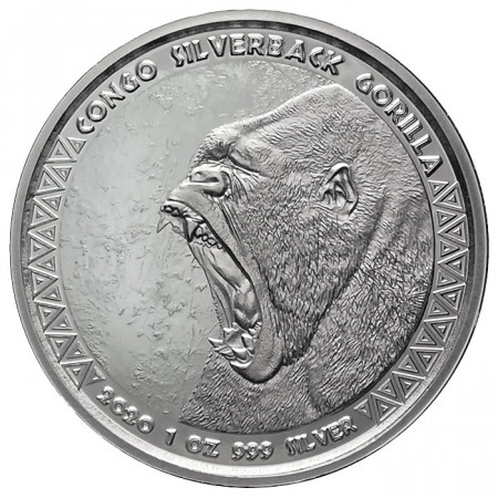 2020 * 5000 Francs Silver 1 OZ Congo Republic "Gorilla" Prooflike 