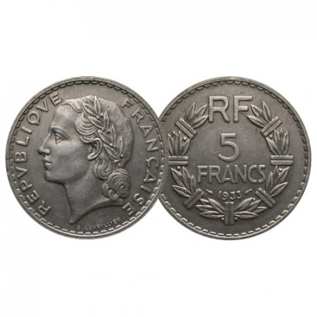 1933 (a) * 5 Francs France "Lavrillier" (KM 888) XF