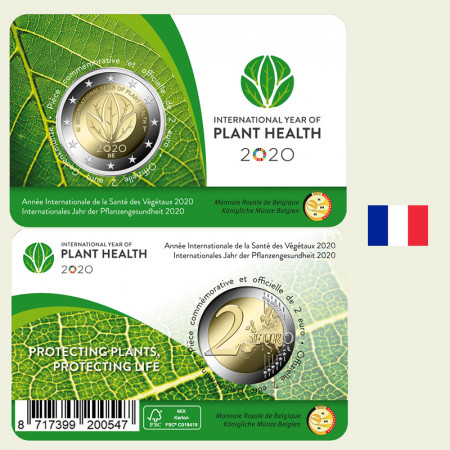 2020 * 2 Euro BELGIUM "International Year of Plant Health" French Side Coincard