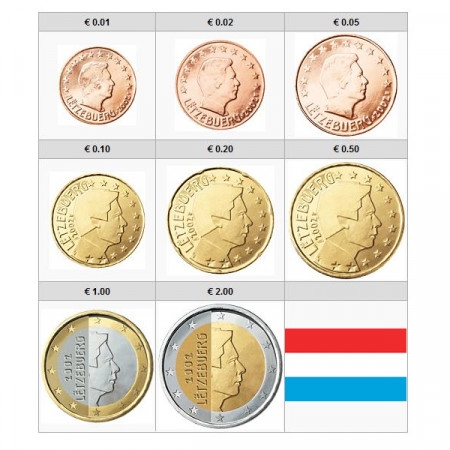 2020 * Series 8 Coins Euro LUXEMBOURG "Grand Duke Henri" UNC