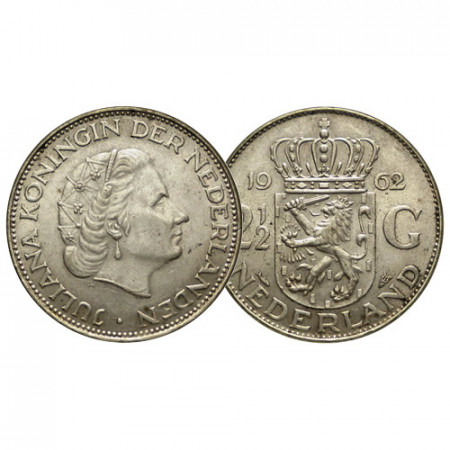 1962 * 2-1/2 (2,5) Gulden Silver Netherlands "Juliana" (KM 185) XF