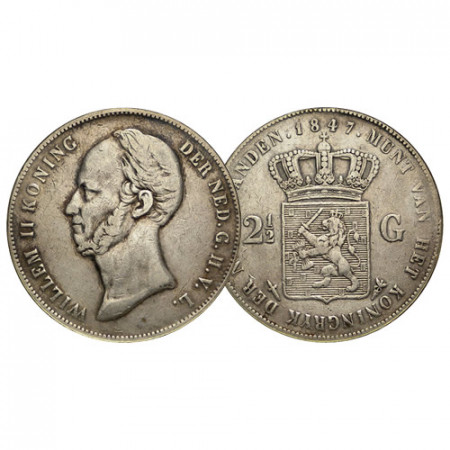 1847 * 2-1/2 (2,5) Gulden Silver Netherlands "William II" (KM 69.2) F+