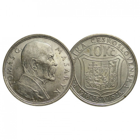 ND (1928) * 10 Korun Silver Czechoslovakia "10th Anniversary - Independence" (KM 12) UNC