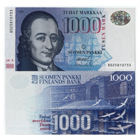 1986 (1991) A* Banknote Finland 1000 Markkaa "Anders Chydenius - Litt. A" (p121) UNC