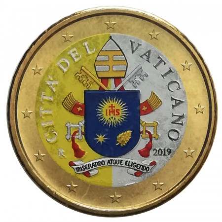 2019 * 50 Centesimi VATICAN "Coat of Arms of Pope Francis" UNC Colored