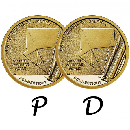 2020 * 2 x 1 Dollar United States "American Innovation - Connecticut - Gerber Variable Scale" P+D