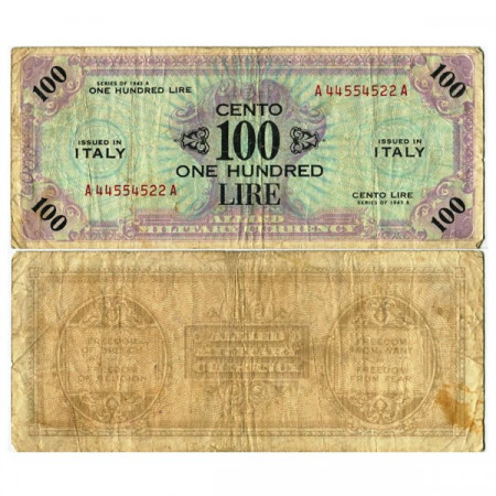 1943 A * Banknote Italy 100 AM Lire "Allied Military Currency" Bilingual (A 1159 pM21a) F