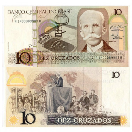 ND (1986-87) * Banknote Brazil 10 Cruzados "Rui Barbosa" (p209b) UNC