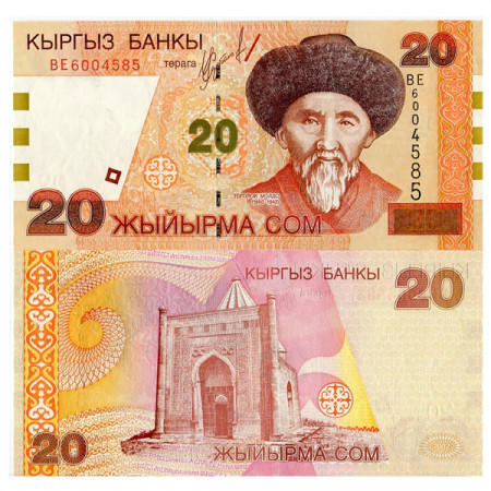2002 * Banknote Kyrgyzstan 20 Som "Togolok Moldo" (p19) UNC