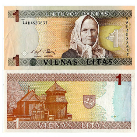 1994 * Banknote Lithuania 1 Litas "Julija Zemaite" (p53a) UNC