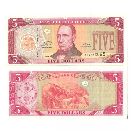 2011 * Banknote Liberia 5 Dollars "Edward J Roye" (p26f) UNC