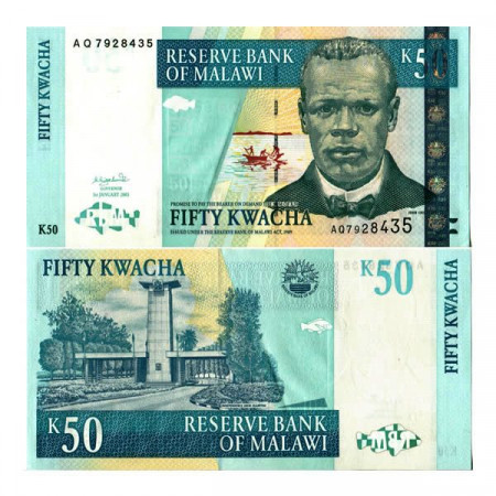 2003 * Banknote Malawi 50 Kwacha "J Chilembwe" (p45b) UNC