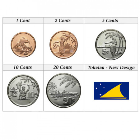 Mixed Years * Series 5 Coins Tokelau "Cents - New Design" UNC