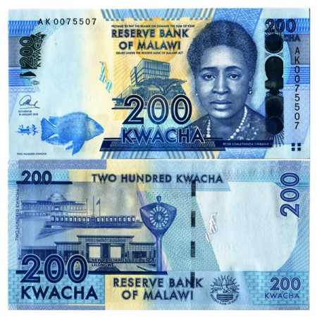 2013 * Banknote Malawi 200 Kwacha "Rose L Chibambo" (p60) UNC