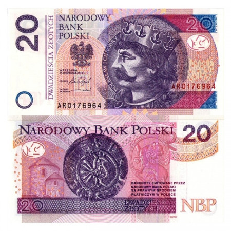 2016 * Banknote Poland 20 Zlotych "King Bolesław I" (p184) UNC