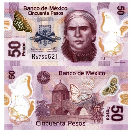2016 * Banknote Polymer Mexico 50 Pesos "José M Morelos y Pavón" (p123A) UNC