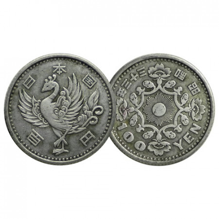 Yr.33 (1958) * 100 Yen Silver Japan "Hirohito - Phoenix" (Y 77) XF