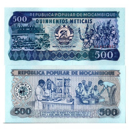 1983 * Banknote Mozambique 500 Meticais "Government Assembly" (p131a) UNC