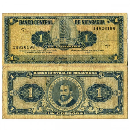 D.1968 * Banknote Nicaragua 1 Cordoba "Francisco Hernández" (p115a) F