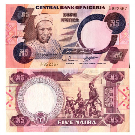 2001 * Banknote Nigeria 5 Naira "Alhaji Sir Abubakar" (p24g) UNC