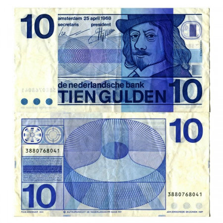 1968 * Banknote Netherlands 10 Gulden "Frans Hals" (p91b) VF