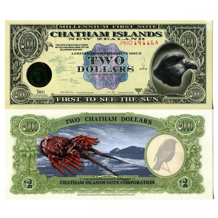 1999 A * Banknote Polymer New Zealand 2 Dollars "Chatham Islands" UNC