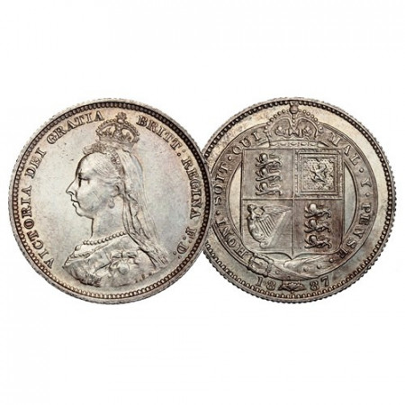 1887 * 1 Shilling Silver Great Britain "Victoria – Crowned Arms" (KM 761) aUNC