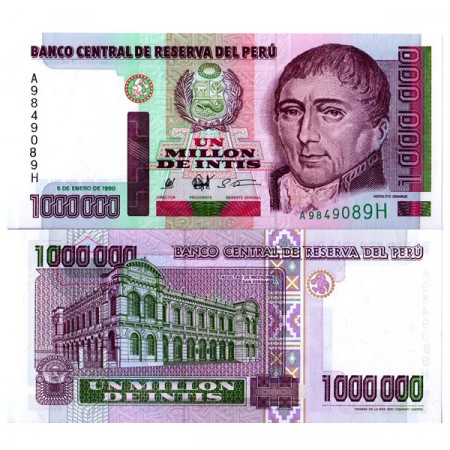 1990 * Banknote Peru 1 Million - 1.000.000 Intis "Hipólito Unanue - TDLR" (p148) UNC
