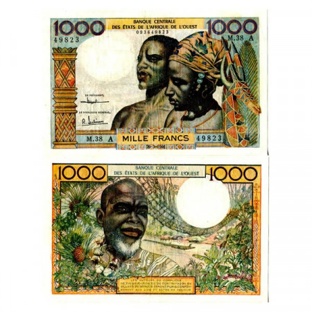 1961 A * Banknote West African States "Ivory Coast" 1000 Francs "Couple" (p103Ac) VF