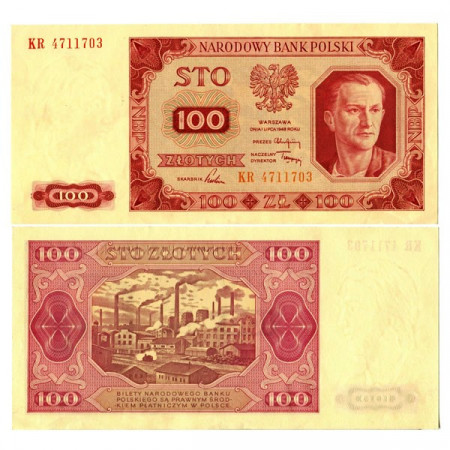 1948 * Banknote Poland 100 Zlotych "Factory" (p139a) aUNC