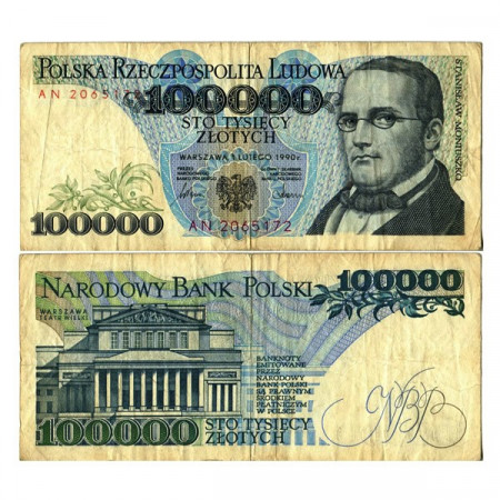 1990 * Banknote Poland 100.000 Zlotych "Marie Sklodowska-Curie" (p154a) F+