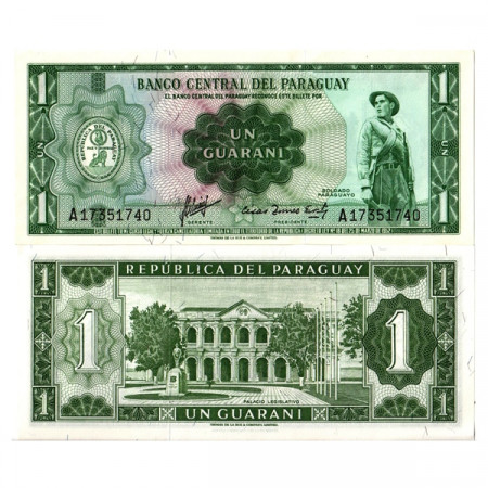 L.1952 (1963) * Banknote Paraguay 1 Guaraní "Paraguayan Soldier" (p193a) UNC