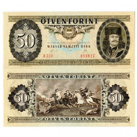 1989 * Banknote Hungary 50 Forint "Prince Rákóczi Ferenc II" (p170h) UNC