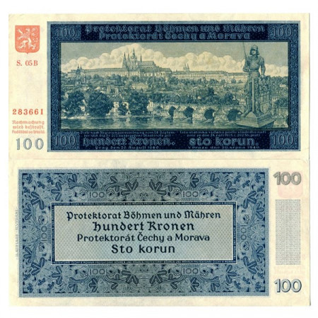 1940 * Banknote Bohemia and Moravia 100 Korun "Prague - II. Auflage" (p7a) aUNC