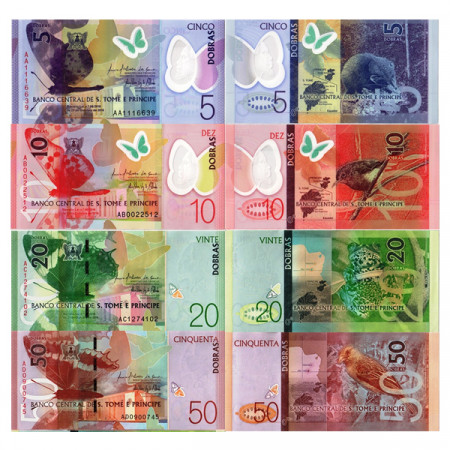 2016 * Set 4 Banknotes Sao Tomé e Príncipe 5>50 Dobras "Animals" (pNew) UNC