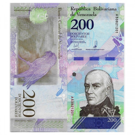 2018 * Banknote Venezuela 200 Bolivares "B Soberano - F de Miranda" (pNew) UNC