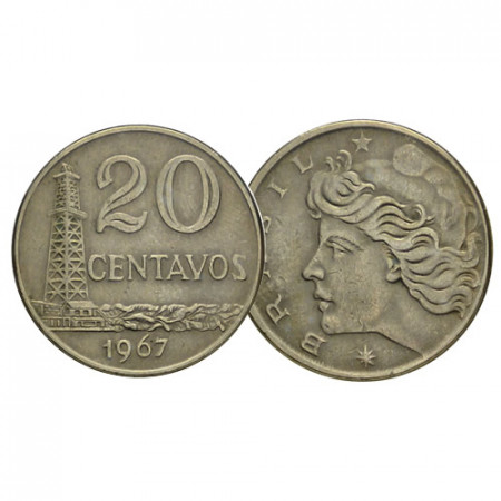 1967-70 * 20 Centavos Brazil "Liberty" (KM 579) F/VF