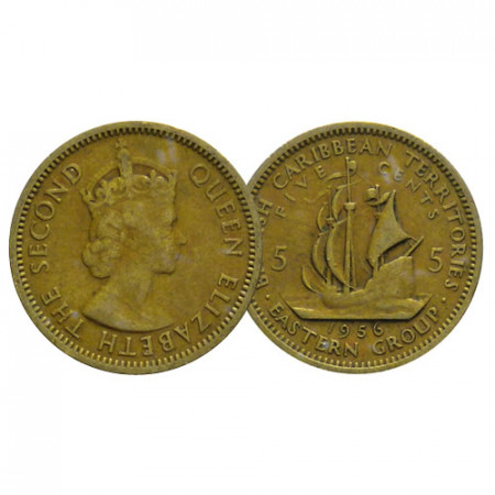 1955-65 * 5 Cents East Caribbean States "Elizabeth II - 1st Portrait" (KM 4) F/VF