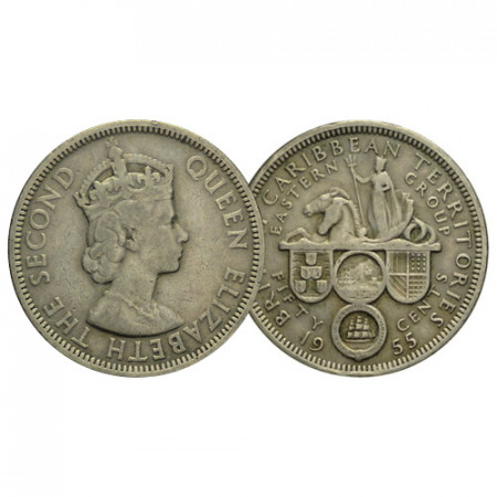 1955 * 50 Cents East Caribbean States "Elizabeth II - 1st Portrait" (KM 7) F