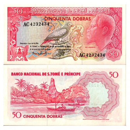 1982 * Banknote Sao Tomé e Príncipe 50 Dobras "Rei Amador" (p56) XF