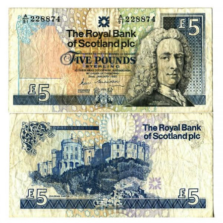 1990 * Banknote Scotland 5 Pounds "Lord Ilay" (p352a) F