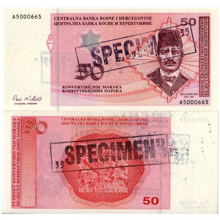 ND (1998) * Banknote Bosnia-Herzegovina 50 Convertible Maraka "Stamped Specimen - MC Catic" (p67a) UNC