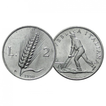 1950 * 2 Lire Italy Republic "Ear of Wheat" (KM 88) XF+