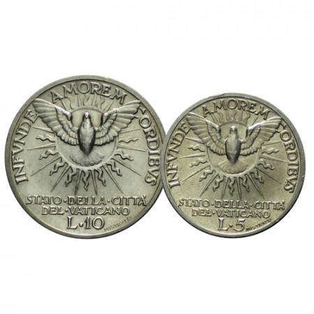 1939 * 5 + 10 Lire Silver Vatican "Sede Vacante" (KM 20+21) UNC