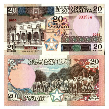 1987 * Banknote Somalia 20 Shilin =20 Shillings "Bankiga Dhexe" (p33c) UNC