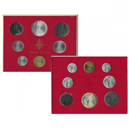 1966 IV * Coin Set Vatican 8 Coins "Paul VI - Year IV" (G 279) BU