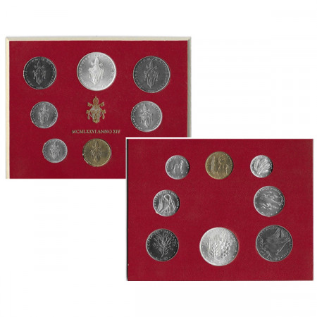 1976 XIV * Coin Set Vatican 8 Coins "Paul VI - Year XIV" (G 290) BU