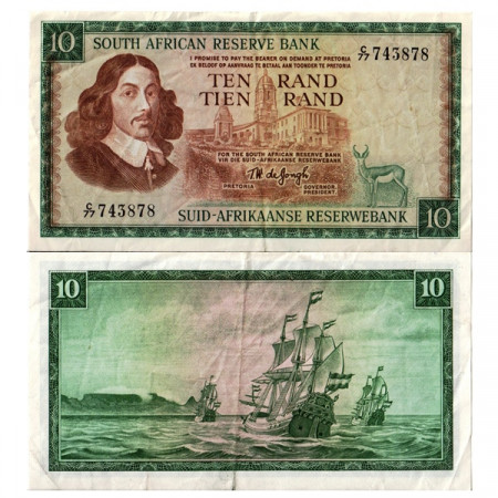 ND (1967-74) * Banknote South Africa 10 Rand "Jan van Riebeeck" (p113b) VF