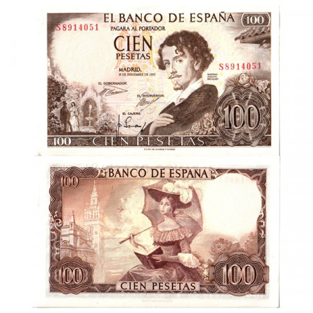 1965 * Banknote Spain 100 Pesetas "Gustavo Adolfo Becquer" (p150) XF